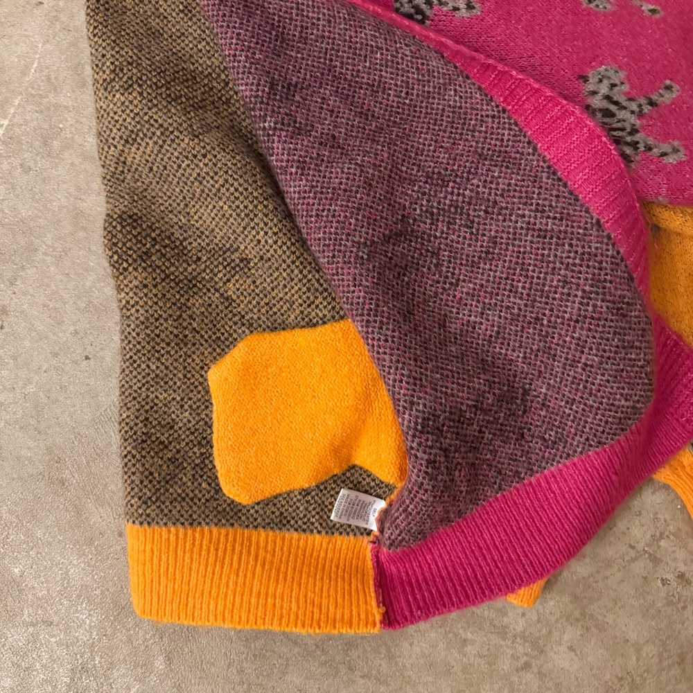 Talulah Tiger Color-block Pink and Orange Cardigan and Pants Knit Set - size M - Picture 9 of 9